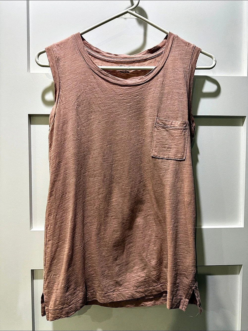 Madewell Dusty Rose Slub Knit Pocket Tank Top XS